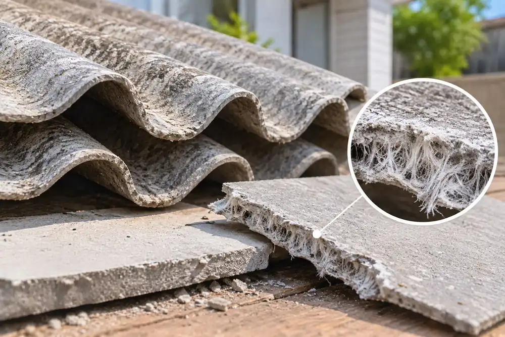 illustrative representation of asbestos fibres.